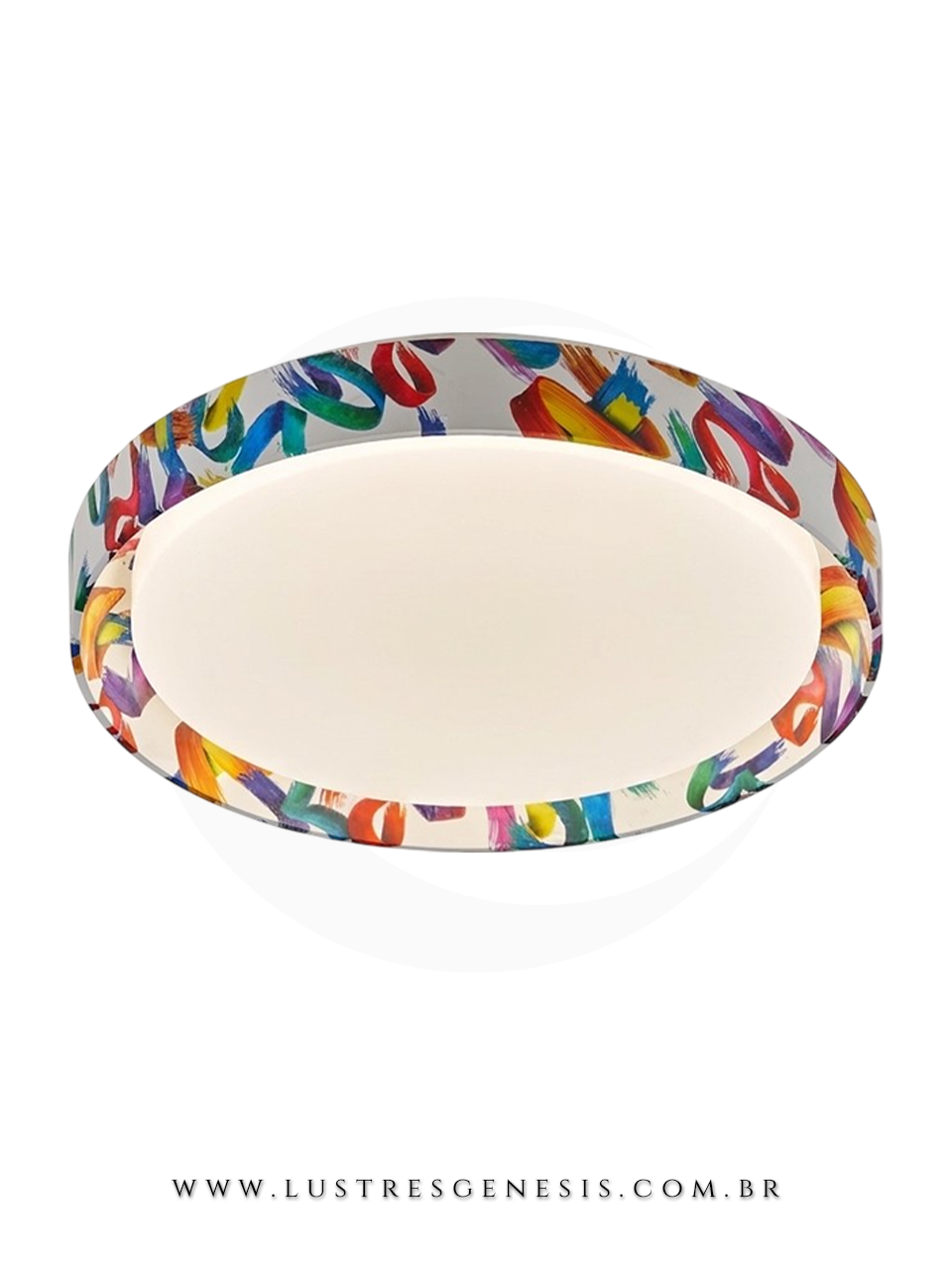Luminaria Plafon LED Sindora Colorido Aquarela 40cm Lustre para Quarto Infantil, Sala de Estar, Quarto de Casal e Corredor